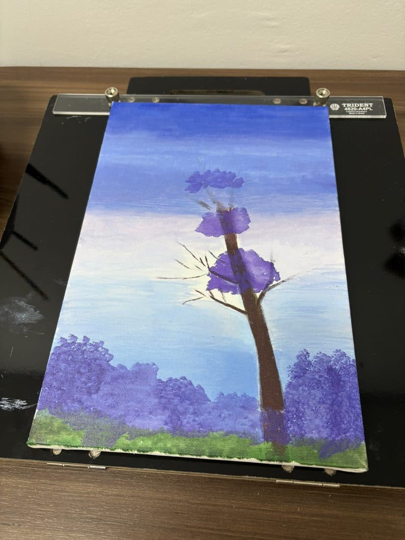 Pintura de paisagem com uma árvore