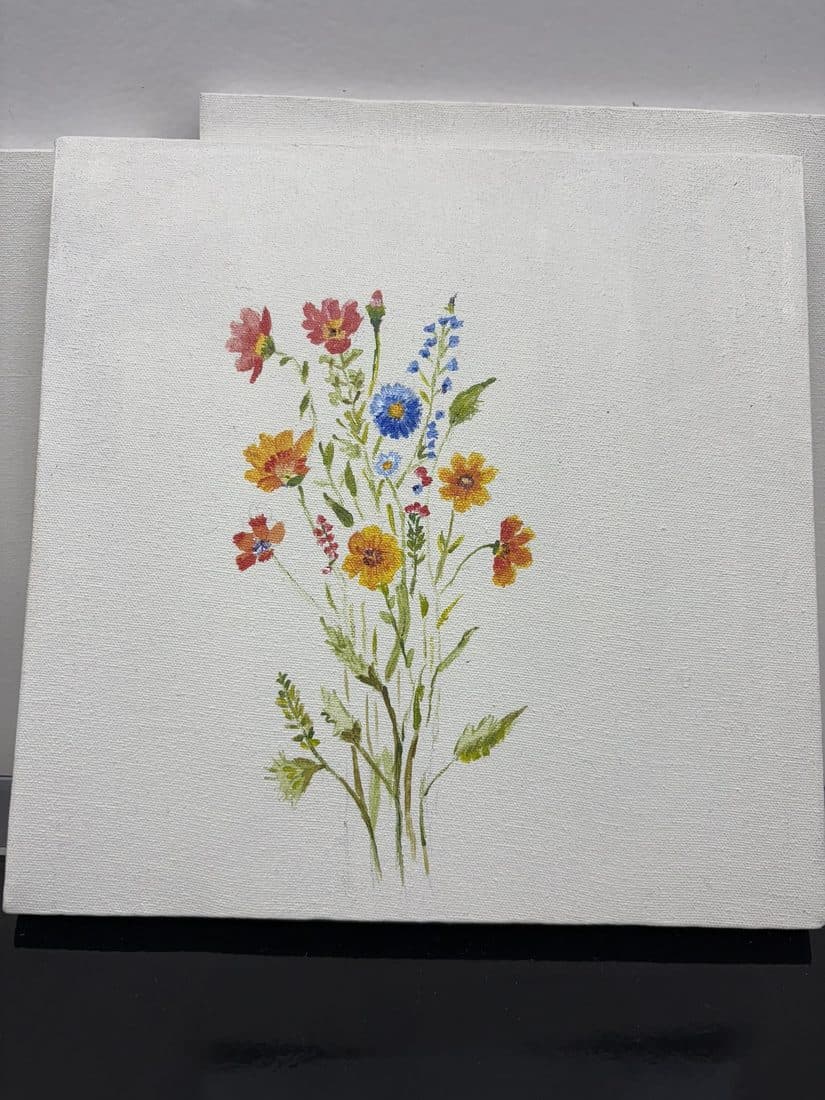 Aquarela delicada de flores do campo